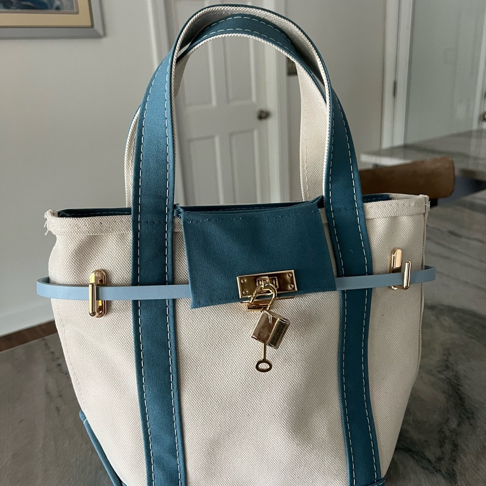 Boatkin Style Blue and White Canvas Tote Bag